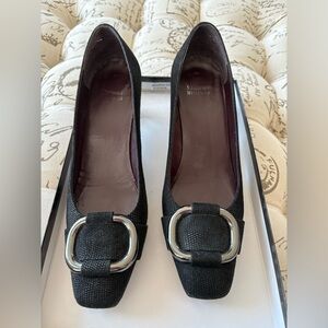 Stuart Weitzman Black Women's Shoes with Silver Buckle
